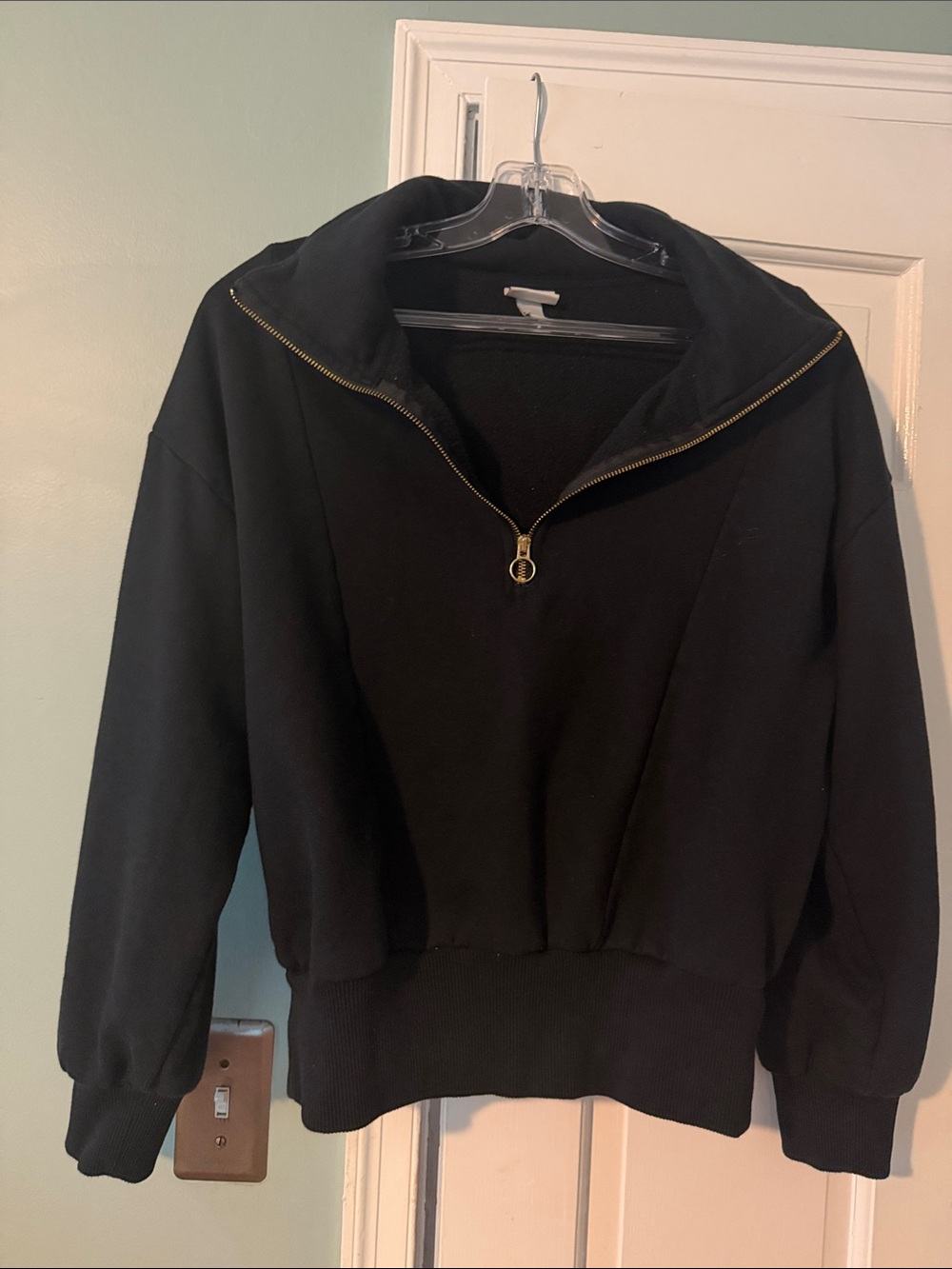 a new day Black Half-Zip Funnel Neck Sweater with Gold Zip